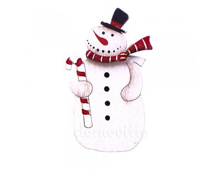 Новогодний декор на прищепке "Снеговик в шарфе", 5 х 9 см
