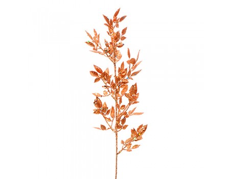 Веточка с листьями новогодняя, 56 см. Цвет: Золотой, Красный
