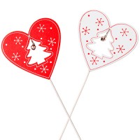 Новогодний декор "Сердце с бубенчиком", h20 см. Цвета: Красный, Белый