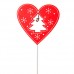 Новогодний декор "Сердце с бубенчиком", h20 см. Цвета: Красный, Белый
