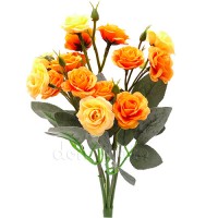 Искусственные розы букетик желт-оранж, 5 вет, 30 см ✦ 108435