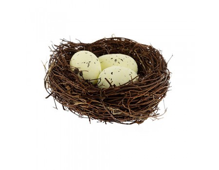 Гнездо с яйцами декоративное, 8 см