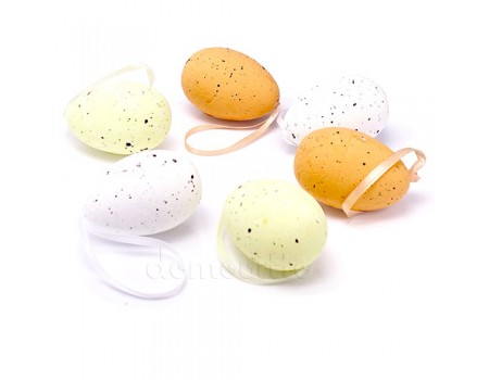 Набор пасхальных яиц разноцветный, 6 шт. Белый, Желтый, Коричневый