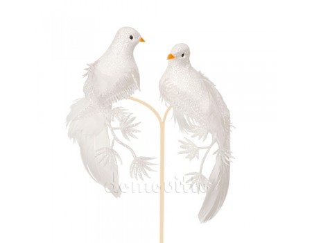 Пара голубей свадебных на прищепке, 17 см