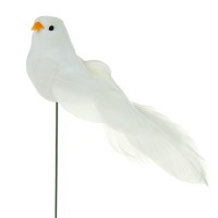 Птичка на вставке белая, 3х3хH15 см