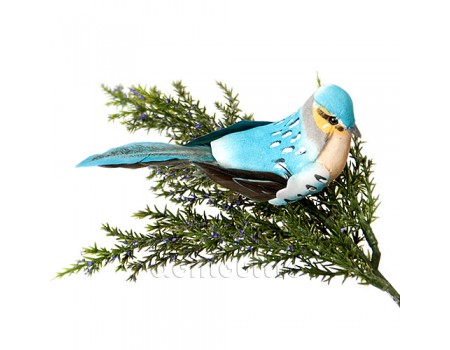 Птичка на прищепке "Голубая правая", 11 см