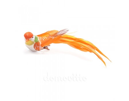 Птичка на прищепке "Оранжевая малая", 11 см