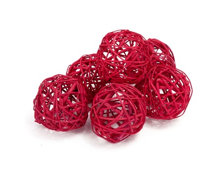 Набор красных плетеных шаров, диаметр 8 см, 6 шт