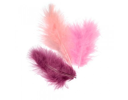 Набор перьев марабу "Розово-фиолетовый микс", 15 шт