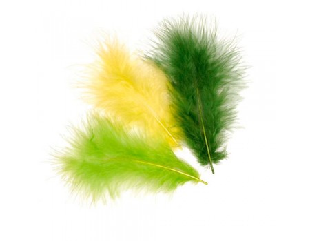 Набор перьев марабу "Желто-зеленый микс", 15 шт