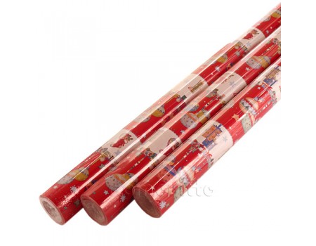 Упаковочная бумага "Елочные игрушки красные", (70 см, рулон 10 м)