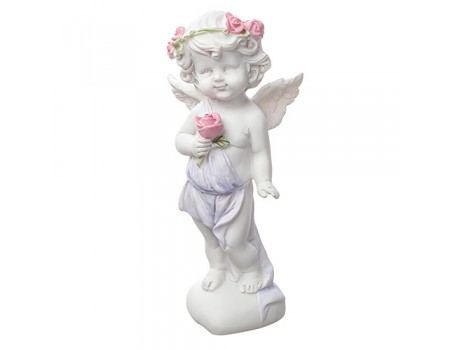 Фигурка декоративная "Ангелочек с розой", 13 см
