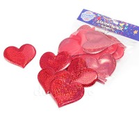 Набор красных сердечек блестящих 6,5х6 см, 12 шт