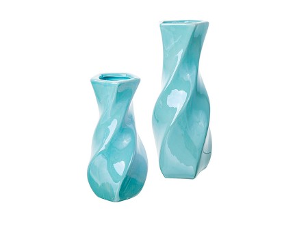 Керамическая ваза "Витая голубая", 6 х 18 см