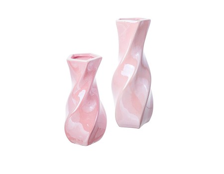 Керамическая ваза "Витая розовая", 24 см